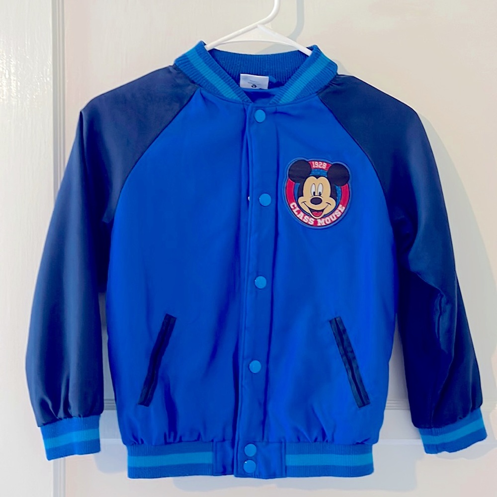 Kids Disney Mickey mouse bomber jacket in blue Size 5/6.